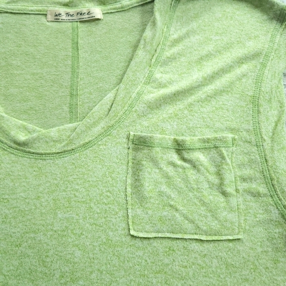Free People We the Free Courtney Hacci Green Muscle Tee sz L - Picture 5 of 7